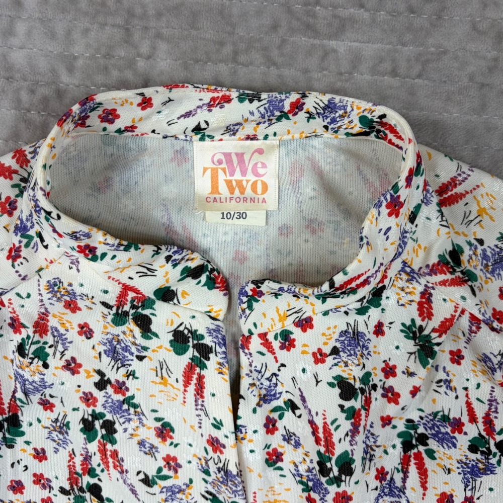 Vintage 70s We Two California Floral Blouse Cottagecore Short Sleeve Top Grandma - Picture 6 of 6